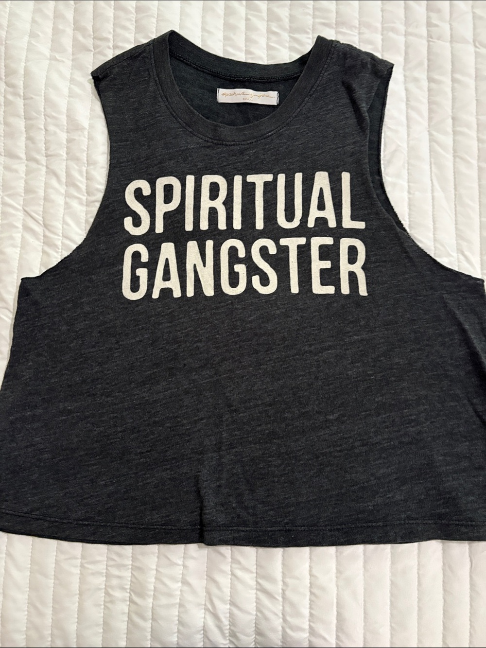 Spiritual Gangster Charcoal Graphic Muscle Tank with White Logo